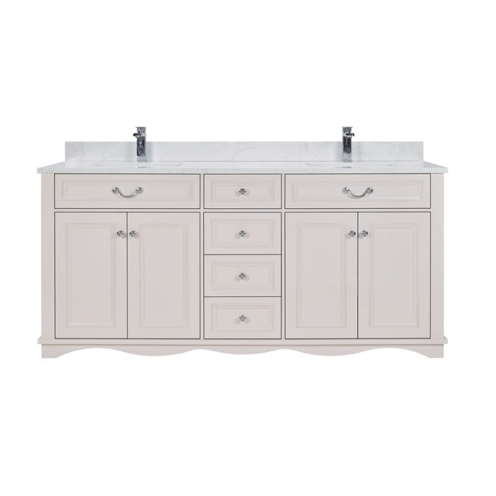 Iria 72" White Solid Wood Double Sink Vanity with Artificial Stone Top