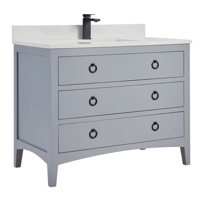 42" Lancashire Cadet Solid Wood Bathroom Vanity with Artificial Stone Top & Soft-Close Drawers