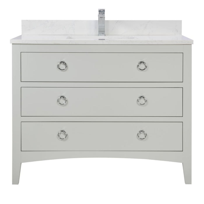 Agnew Silver Strand 42" Silver Sink Vanity – Solid Wood, Artificial Stone Top, Soft-Close Drawers