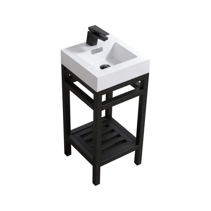 Luiza 16" Matt Black Steel Console with Integrated Acrylic Sink – Compact Powder Room Vanity