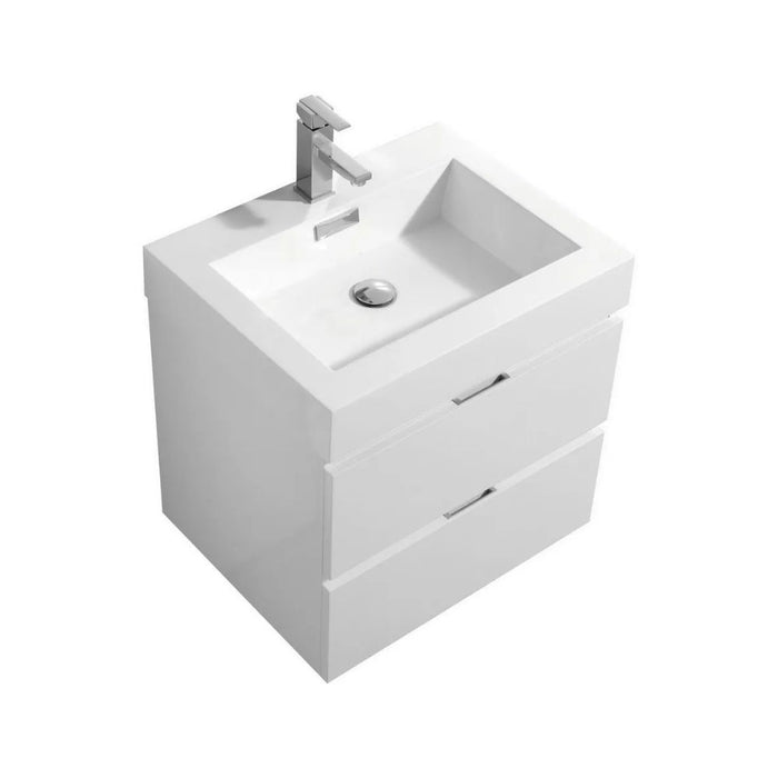 Abrosia 24" High Gloss White Wall Mount Bathroom Vanity - European Soft-Close Hardware & Acrylic Sink