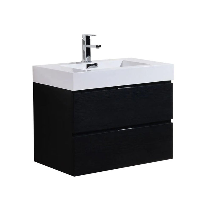 Devona 30" Black Modern Wall Mount Bathroom Vanity – Marine Veneer Construction with European Hardware