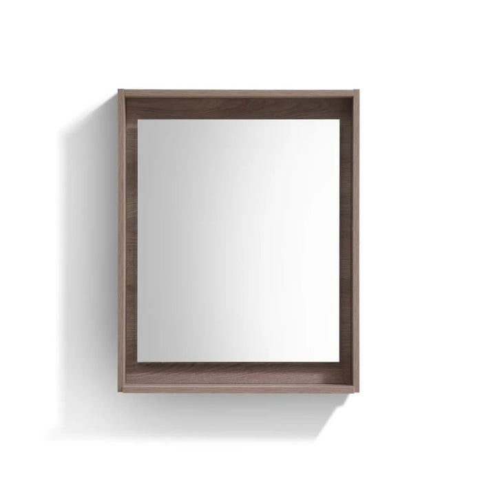 Coco 24" Butternut Finish Framed Mirror - Wall Mount Bathroom Mirror with Bottom Shelf