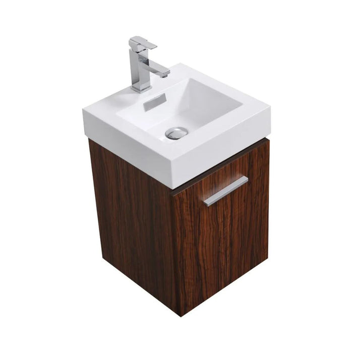 Homer 16" Walnut Wall Mount Bathroom Vanity – Modern Single Door with Soft-Close Hardware