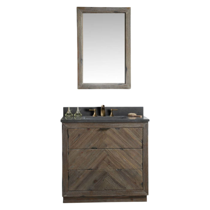 Pease 36" Solid Wood Bathroom Vanity with Marble Countertop, 3-Drawer Storage & Ceramic Sink