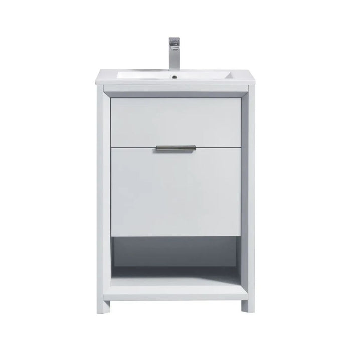 Nita 24" Modern Gloss White Bathroom Vanity – Ready to Install with Acrylic Composite Countertop