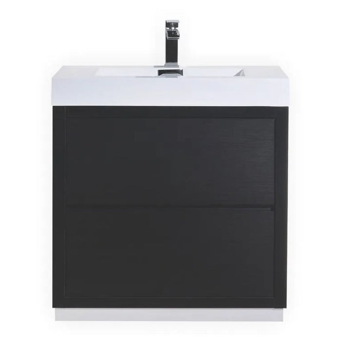 Britannia 30" Black Wood Modern Bathroom Vanity – Freestanding with Acrylic Sink & Soft-Close Hardware