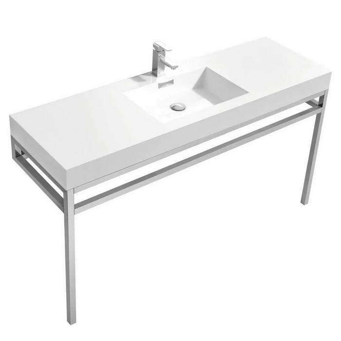 Haus 60" Single Sink Stainless Steel Console w/ White Acrylic Sink - Chrome
