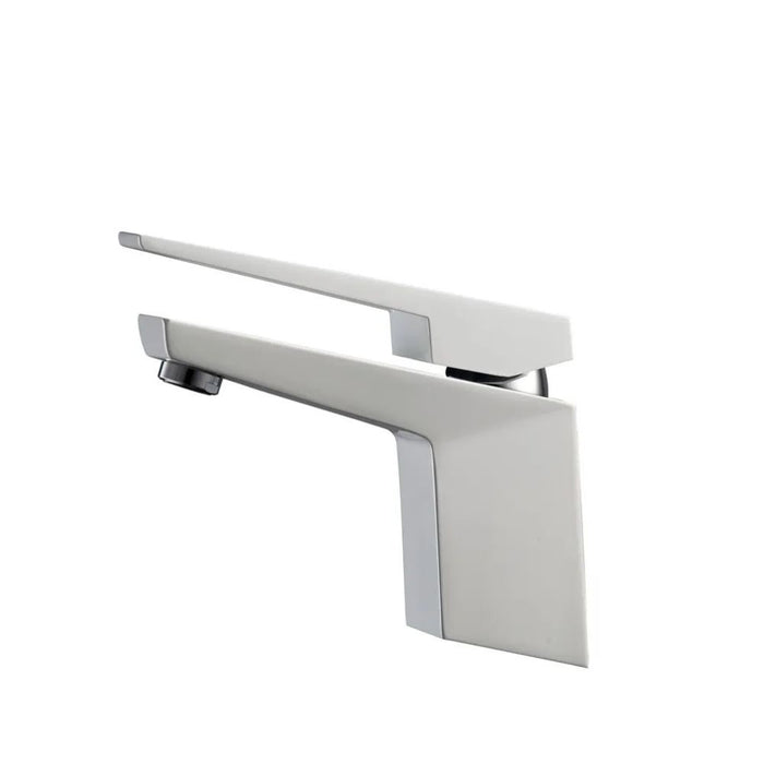 Aqua Duffy Modern Matt White Single Hole Bathroom Faucet – Solid Brass Single Lever Vanity Sink Faucet