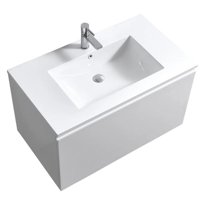 Lauren 36" Modern Wall Mounted Bathroom Vanity Gloss White – Contemporary Floating Design with Integrated Sink