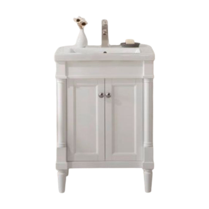 Lagos White 24" Bathroom Vanity with Ceramic Top and Sink – Space-Saving Storage Cabinet