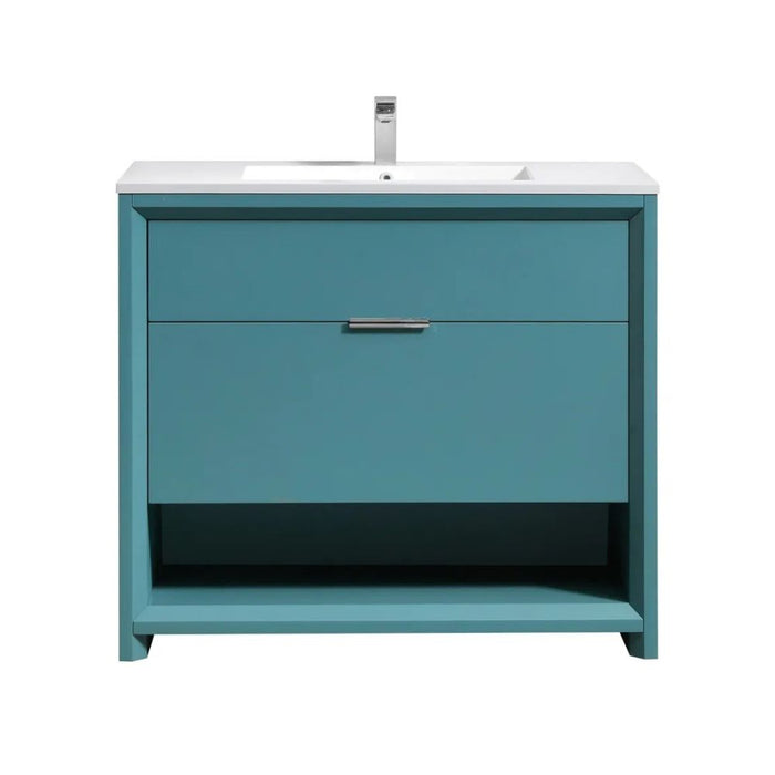 Mikasi 40" Teal Green MDF Modern Bathroom Vanity – Contemporary Style with Soft-Close Drawers
