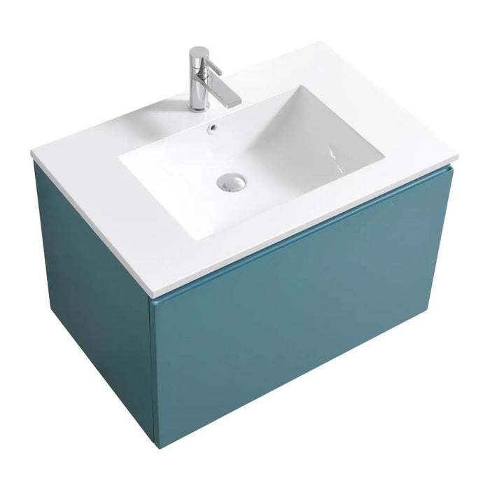 Levi 32" Teal Green Floating Bathroom Vanity - Modern Design with Dual Drawers