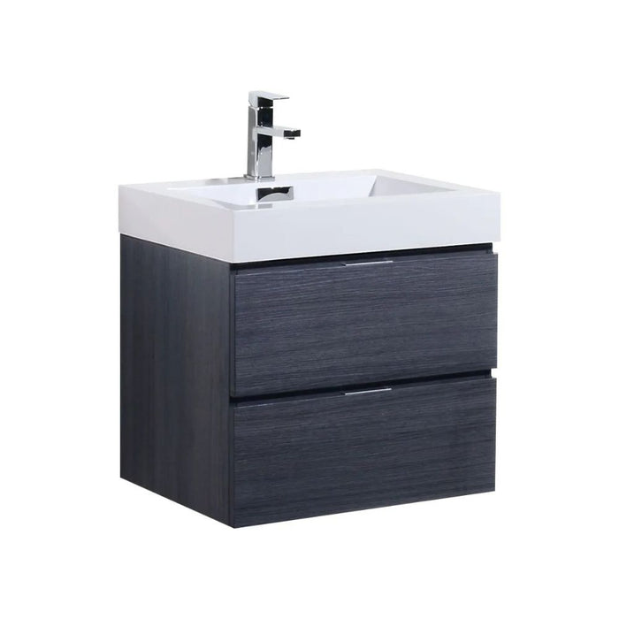 Lotus 24" Gray Oak Wood Wall Mount Bathroom Vanity – Modern Style with Acrylic Composite Sink
