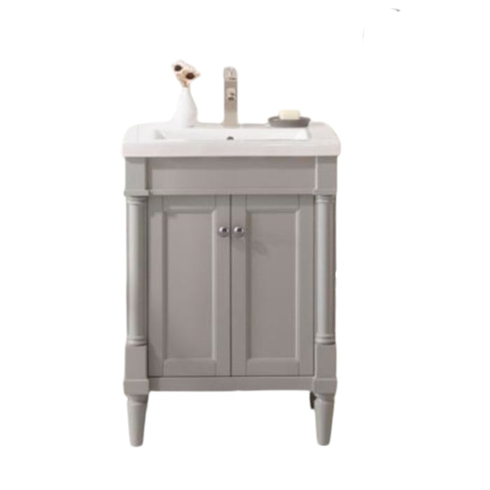 Calla 24" Gray Vanity Cabinet with White Ceramic Sink – Compact Bathroom Storage Solution