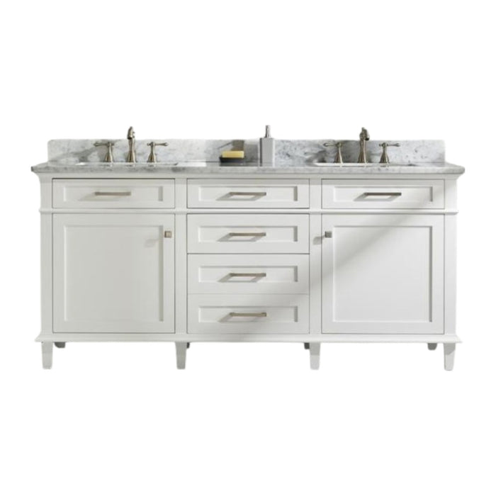 Ilene 72" Wood Double Vanity White – Sleek Design, Marble Countertop
