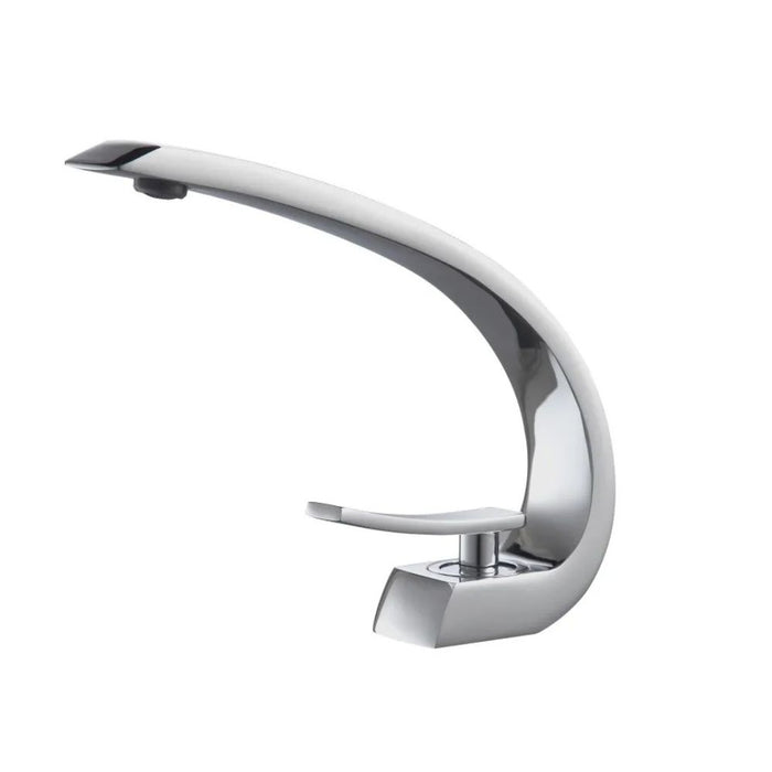 Salazar Chrome Modern Bathroom Vanity Faucet – Single Lever Solid Brass Construction with Ceramic Disk