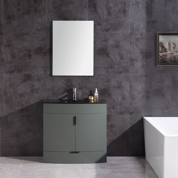 36" Pewter Green Bathroom Vanity - Pvc