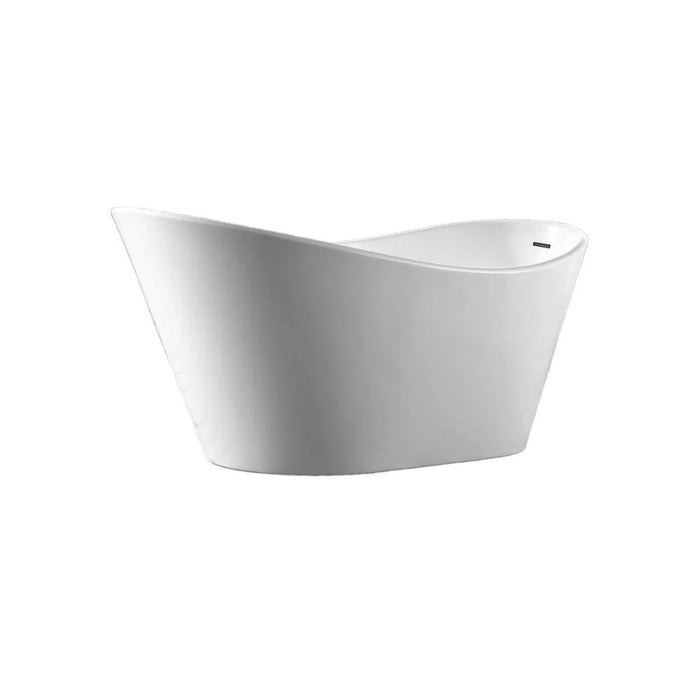 Beningo 67" White Acrylic Composite Bathtub – Contemporary Freestanding with Chrome Drain