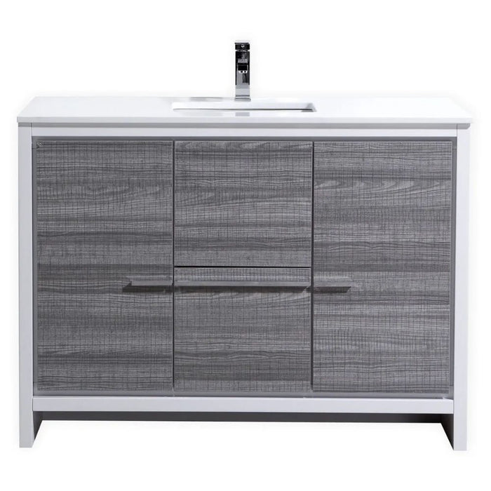 Dreid 48" Ash Gray Contemporary Bathroom Vanity – Wood Construction with White Quartz Top