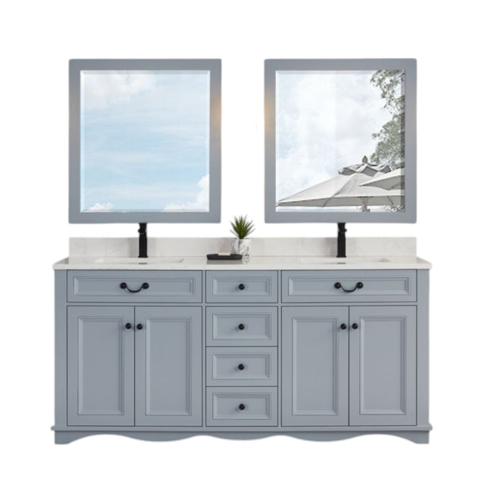 Arcene 72" Cadet Finish Bathroom Vanity with Artificial Stone Countertop & Soft Close Drawers