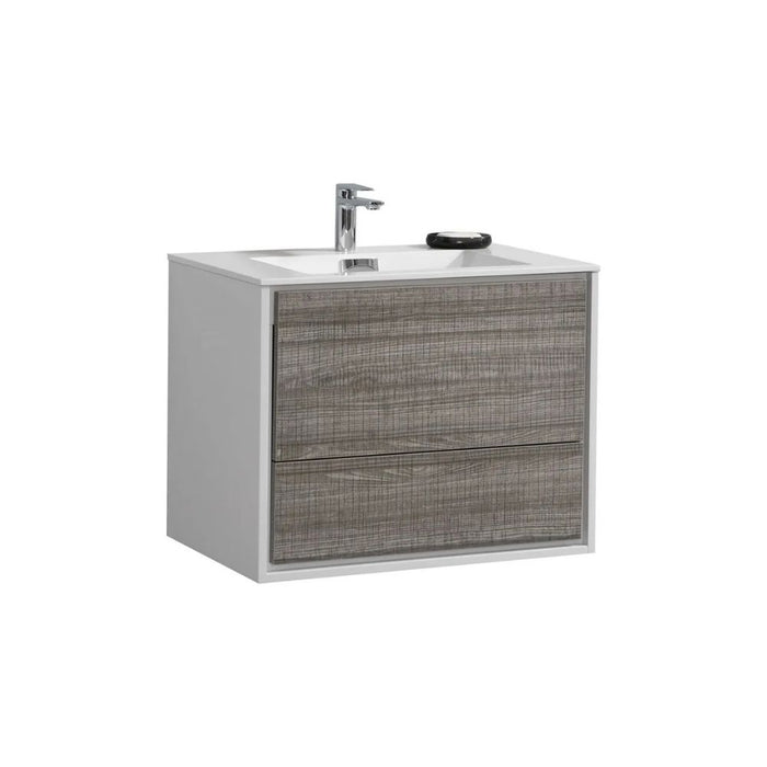 Maruba 30" Ash Gray Wall Mounted Bathroom Vanity – Modern Design with Acrylic Countertop