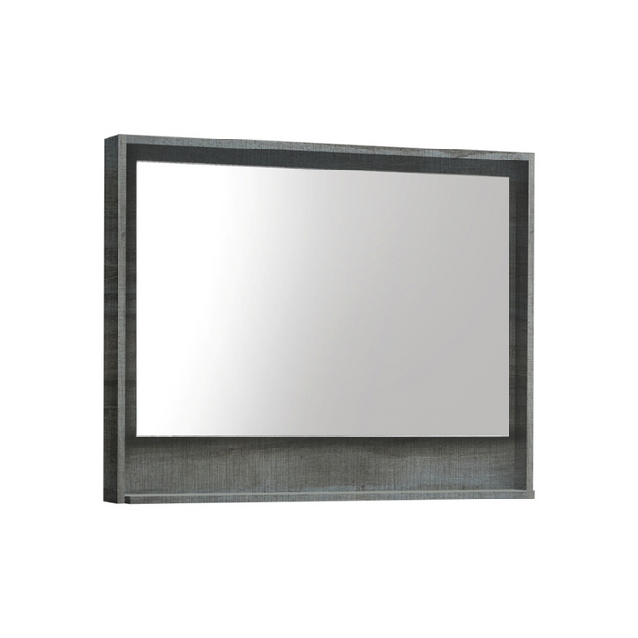 Akanksha 36" Ocean Gray Framed Bathroom Mirror with Storage Shelf - Modern Vanity Mirror