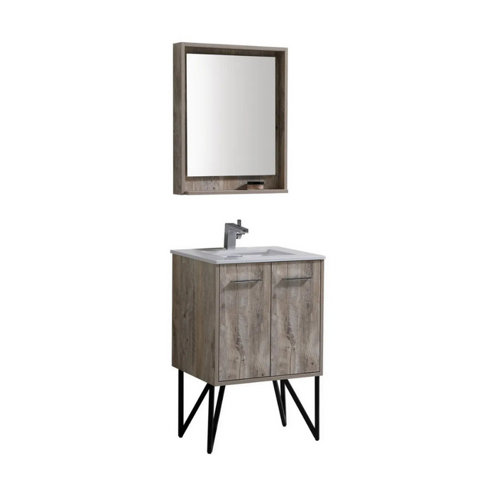 Thea 24" Single Sink Bathroom Vanity with Quartz Countertop – Modern Design with Matt Black Legs