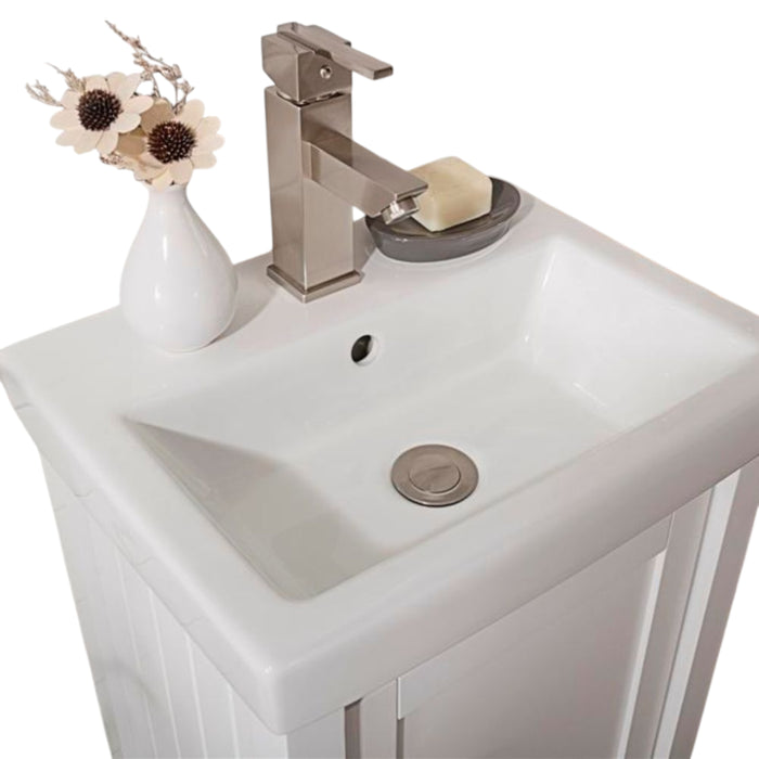 Boheme 18" White Ceramic Bathroom Vanity Cabinet – Pre-Drilled Single Hole Top