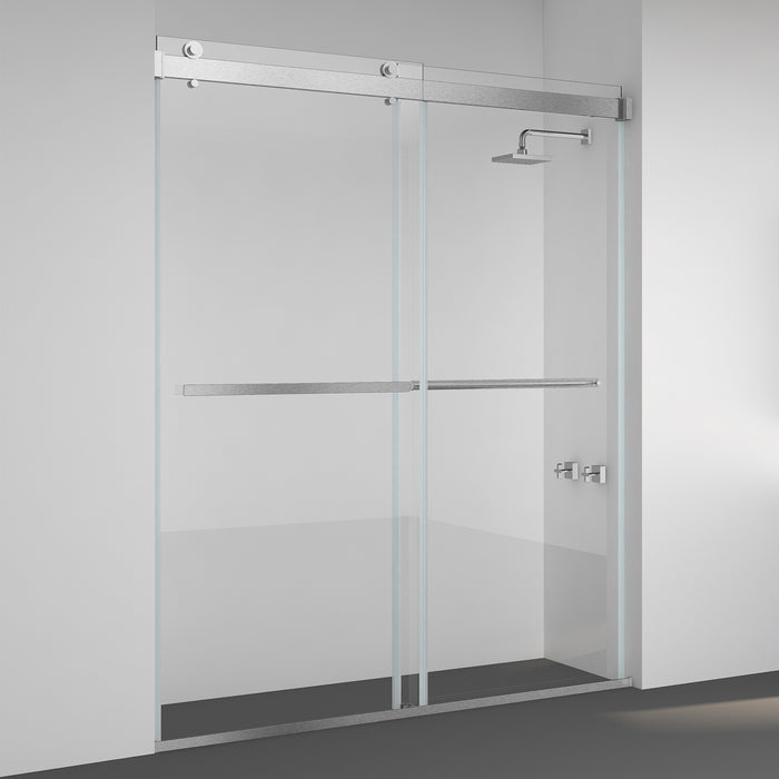 48-Inch Mistral Matte Black Shower Enclosure – Dual Sliding Frameless Glass with Modern Design