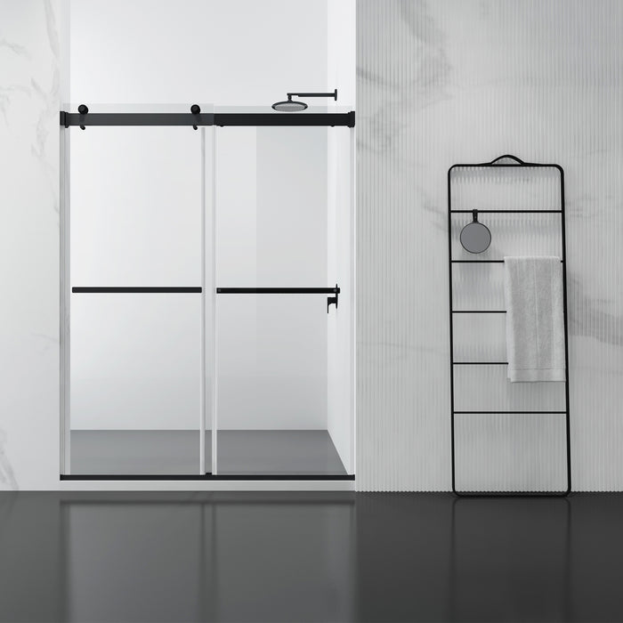 Spezia 60" W x 76" H Double Sliding Frameless Shower Door in Matte Black