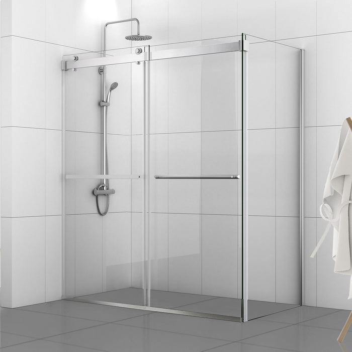 64-Inch Oxbow Rectangle Shower Enclosure – Frameless Polished Chrome Sliding Glass Doors