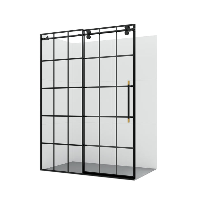 Ladera 56"W x 78"H Frameless Shower Door – Matte Black Sliding Glass Panel Design
