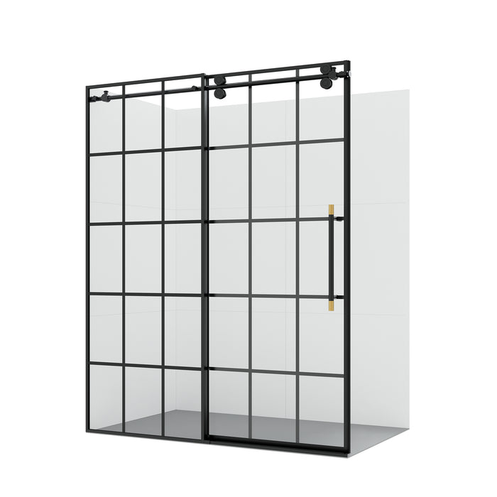 64"W Larkspur Matte Black Sliding Shower Door – Frameless Modern Bathroom Entry