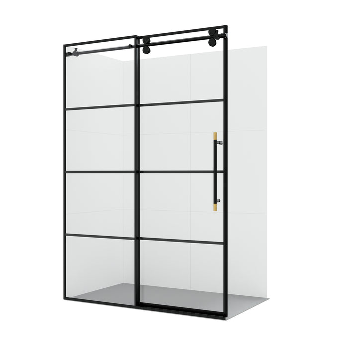 Xenia 48-Inch Matte Black Shower Door – Single Sliding Panel