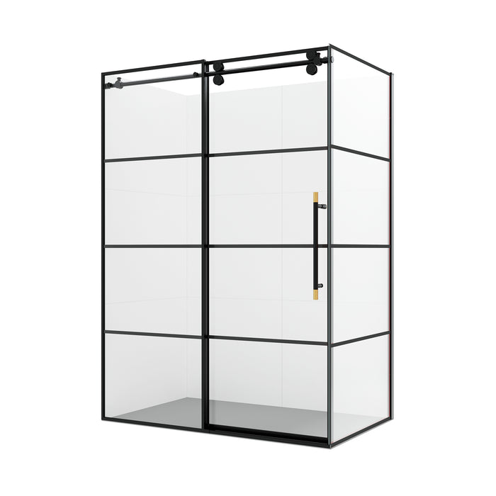 56-Inch Xenon Frameless Shower Enclosure – Matte Black Slide