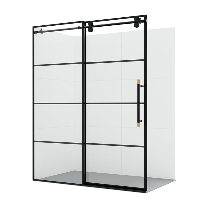 Aerie 68" Frameless Sliding Shower Door in Matte Black – Modern Minimalist Design