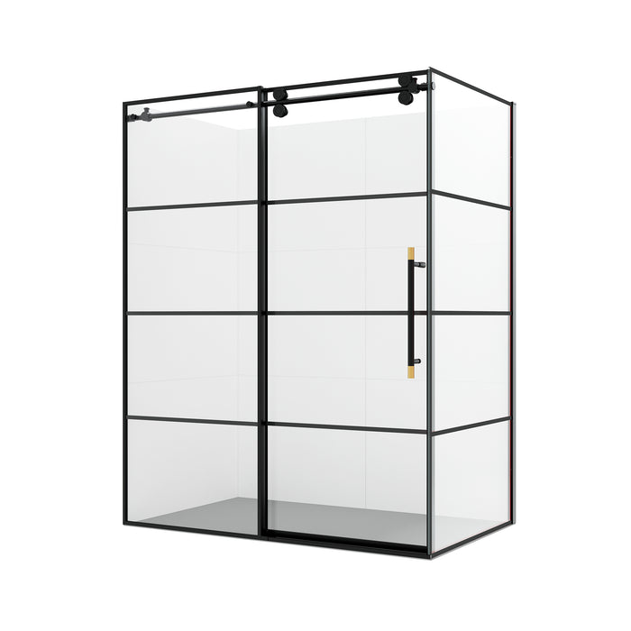 Zinnia Frameless Shower Enclosure – 64"W Sliding Matte Black