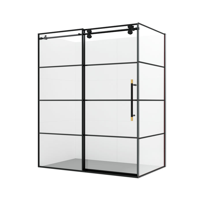Yvette 60-Inch Bathtub Glass Door – Modern Matte Black Slide