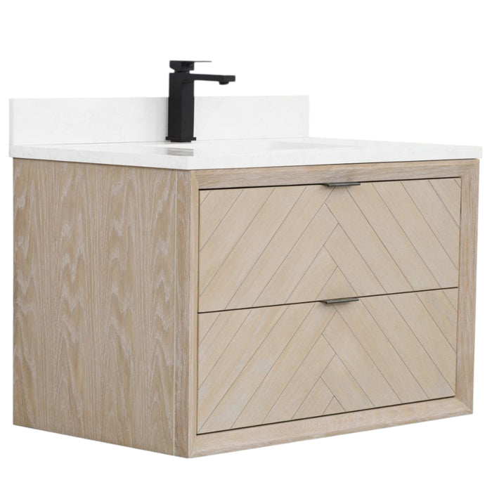 Baltimore 36" Whitewashed Oak Bathroom Vanity – Free-Standing Design with 1" Artificial Stone Top & Dual Drawers