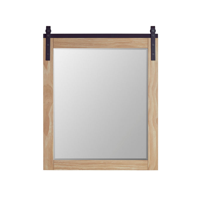 32-Inch Adura Oak Wood Bathroom Vanity Mirror - Barndoor Rectangular Wall Mount Mirror