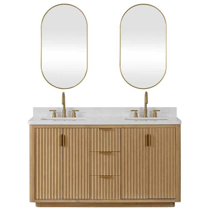 60-Inch Celeste Double Vanity – Grey Finish with Lightning White Top & Dual Sink with Matching Mirror