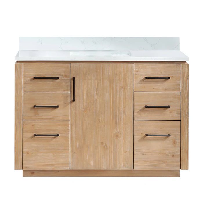48-Inch Havenwood Brown Fir Wood San Series Vanity - Freestanding Single Sink with Soft-Close Drawers