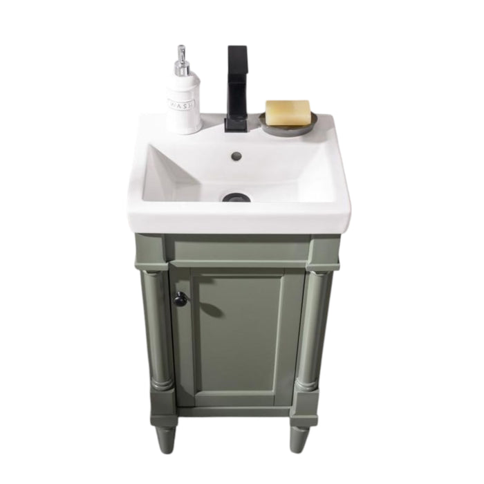 Aurora 18" Pewter Green Ceramic Sink Vanity – Space-Saving Bathroom Storage