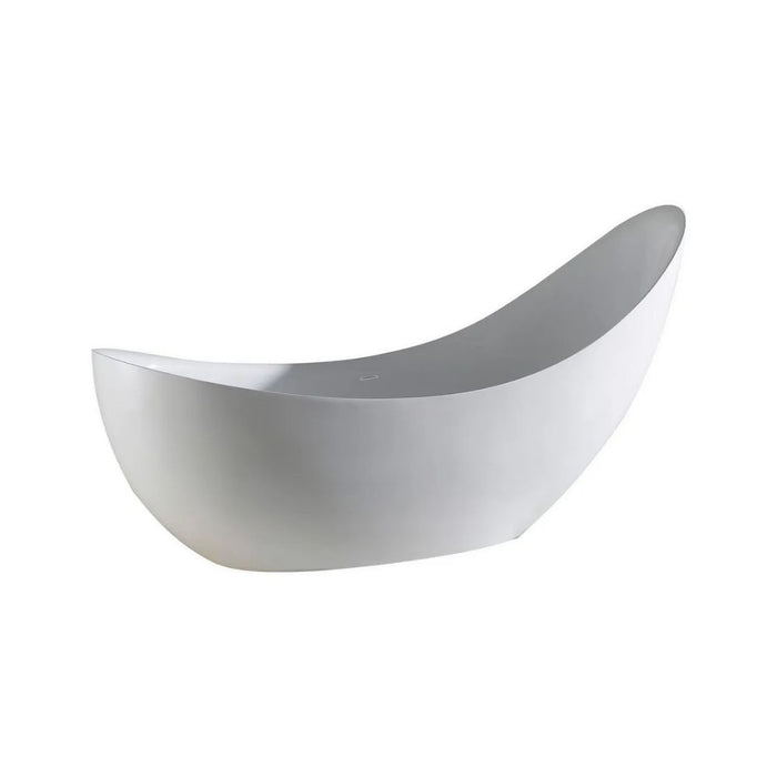 Cilombo 81" White Contemporary Free Standing Bathtub – Ergonomic Acrylic Design with Thermal Retention