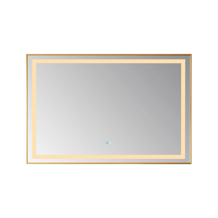 Presto LED Vanity Mirror – 48" Rectangular Wall-Mount Mirror in Brushed Gold Aluminum