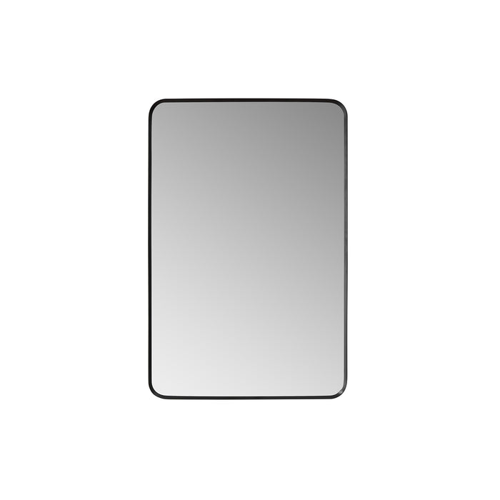 Burl 24x36 Modern Wall Mirror – Slim Rectangular Brushed Black Metal Frame for Bathroom or Entryway