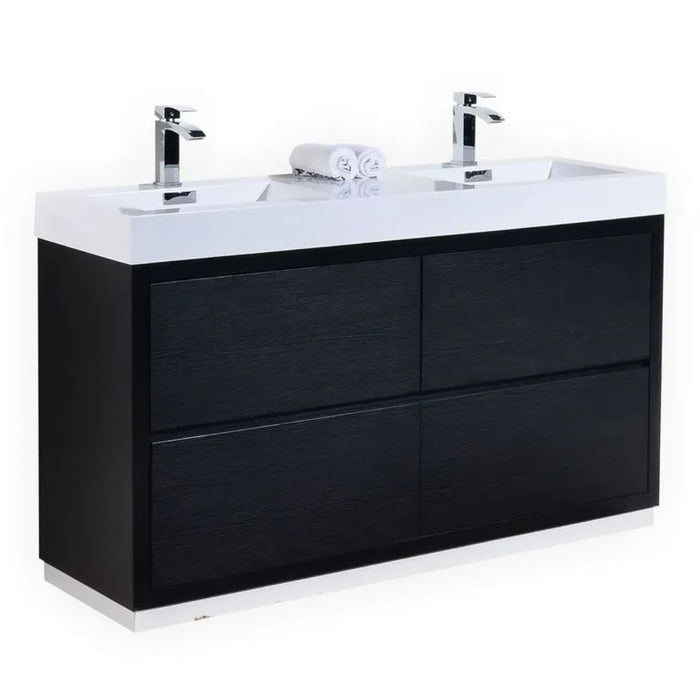Bliss 60" Double Sink Black Free Standing Modern Bathroom Vanity