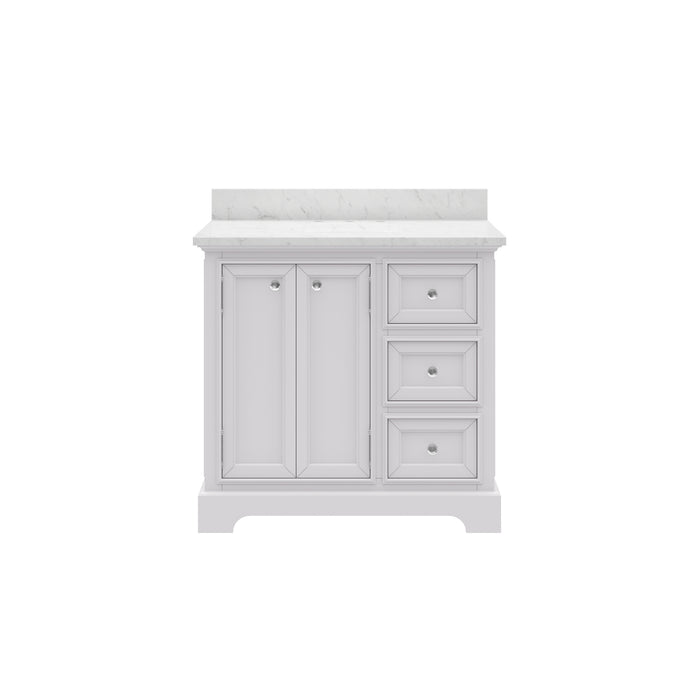 36 Inch Poise Carrara White Marble Vanity Freestanding with Undermount Sink