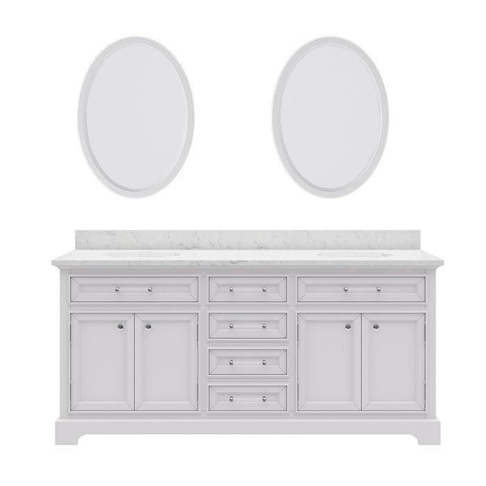 72 Inch Claret Pure White Double Sink Vanity With Undermount Sinks & Matching Mirrors
